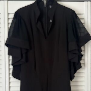 New York & Company Black Ruffle Sleeve Blouse